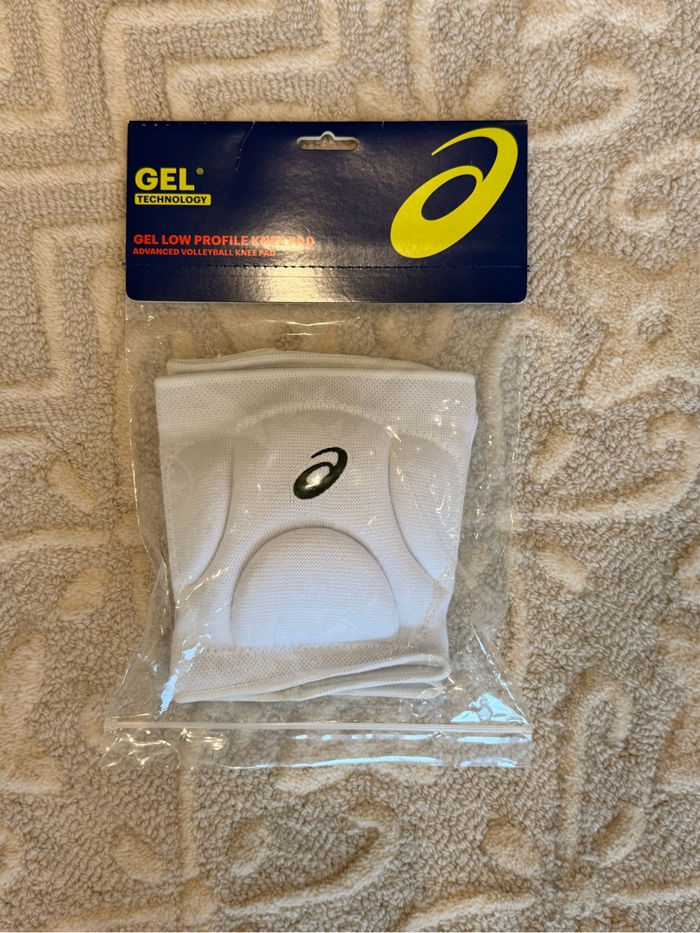 ASICS White Gel Low Profile Volleyball Knee Pad with Logo